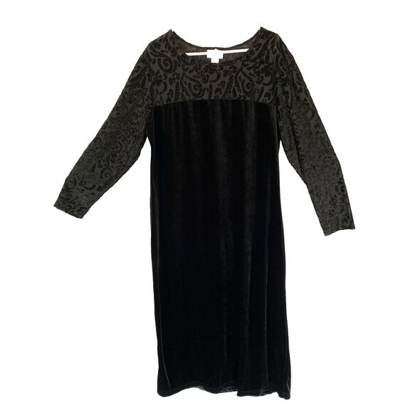 Diane von Furstenberg Long Sleeve Velvet Maxi Dress Size 1X Goth Whimsygoth 80s - Picture 1 of 8